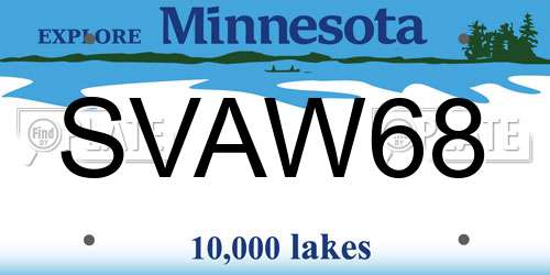SVAW68 Minnesota License Plate