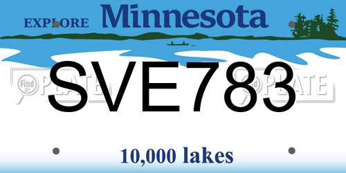 SVE783 Minnesota License Plate