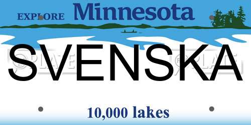 SVENSKA Minnesota License Plate