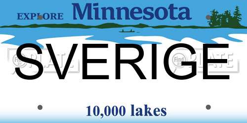 SVERIGE Minnesota License Plate