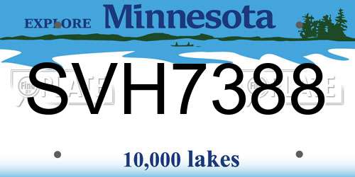 SVH7388 Minnesota License Plate
