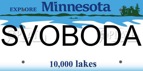 SVOBODA Minnesota License Plate