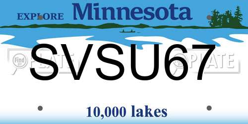 SVSU67 Minnesota License Plate