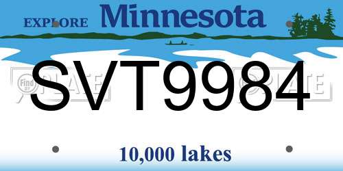 SVT9984 Minnesota License Plate
