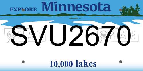 SVU2670 Minnesota License Plate