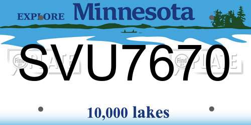 SVU7670 Minnesota License Plate