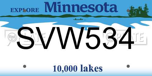 SVW534 Minnesota License Plate