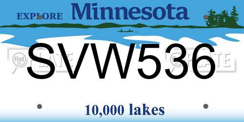 SVW536 Minnesota License Plate