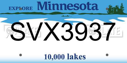 SVX3937 Minnesota License Plate