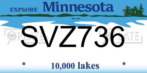 SVZ736 Minnesota License Plate