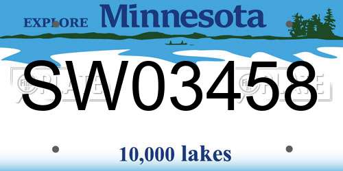 SW03458 Minnesota License Plate