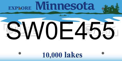 SW0E455 Minnesota License Plate