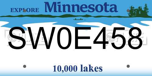 SW0E458 Minnesota License Plate