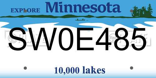 SW0E485 Minnesota License Plate