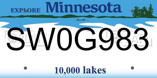 SW0G983 Minnesota License Plate