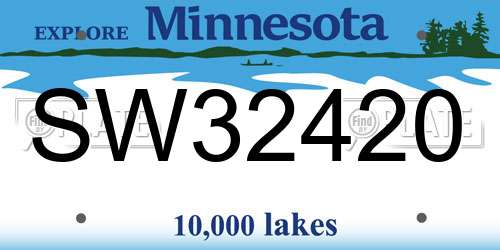 SW32420 Minnesota License Plate