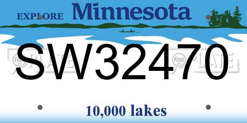 SW32470 Minnesota License Plate