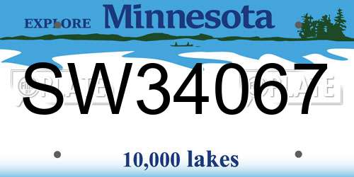 SW34067 Minnesota License Plate