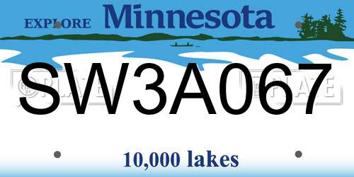 SW3A067 Minnesota License Plate