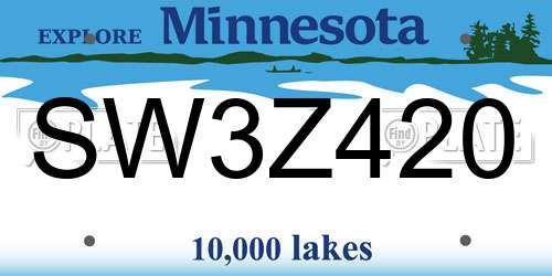 SW3Z420 Minnesota License Plate