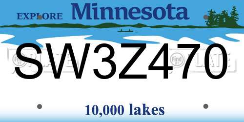 SW3Z470 Minnesota License Plate
