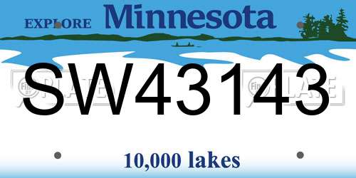 SW43143 Minnesota License Plate