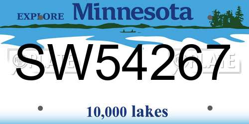 SW54267 Minnesota License Plate