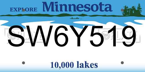 SW6Y519 Minnesota License Plate