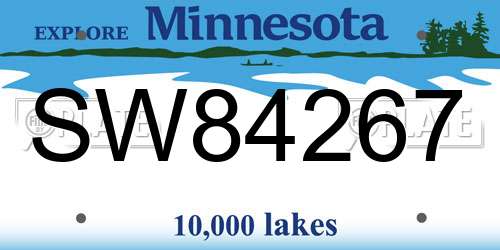 SW84267 Minnesota License Plate