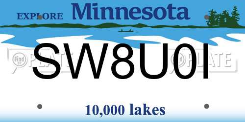 SW8U0I Minnesota License Plate