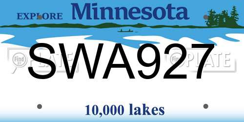 SWA927 Minnesota License Plate