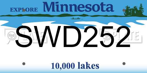 SWD252 Minnesota License Plate