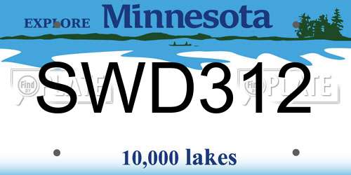 SWD312 Minnesota License Plate