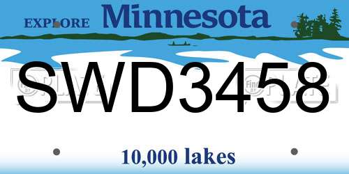 SWD3458 Minnesota License Plate