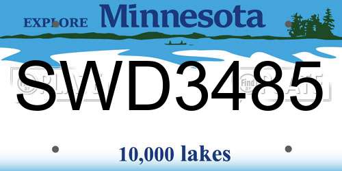 SWD3485 Minnesota License Plate