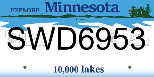 SWD6953 Minnesota License Plate