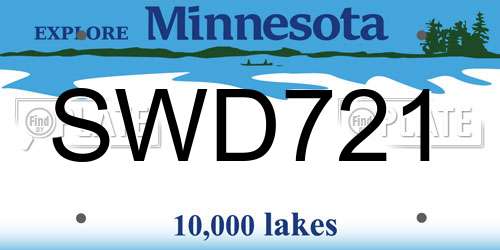 SWD721 Minnesota License Plate