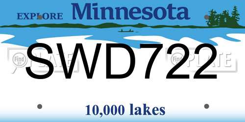 SWD722 Minnesota License Plate