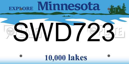 SWD723 Minnesota License Plate