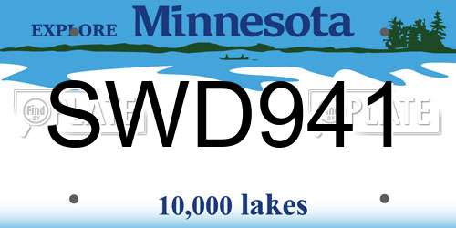 SWD941 Minnesota License Plate
