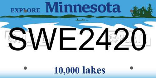 SWE2420 Minnesota License Plate
