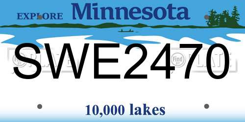 SWE2470 Minnesota License Plate