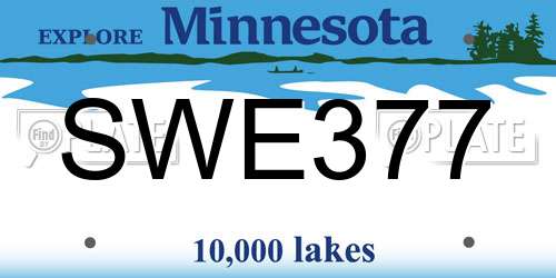 SWE377 Minnesota License Plate