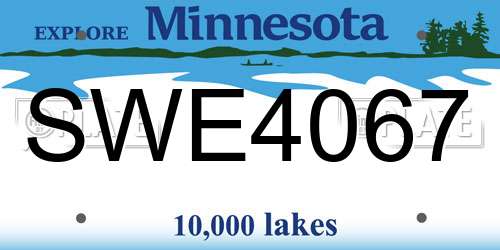 SWE4067 Minnesota License Plate