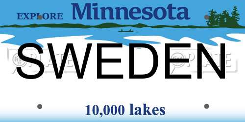 SWEDEN Minnesota License Plate