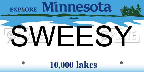 SWEESY Minnesota License Plate