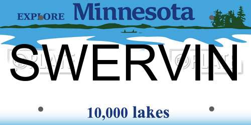 SWERVIN Minnesota License Plate