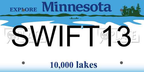 SWIFT13 Minnesota License Plate