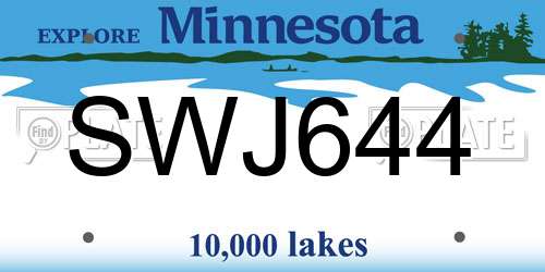 SWJ644 Minnesota License Plate
