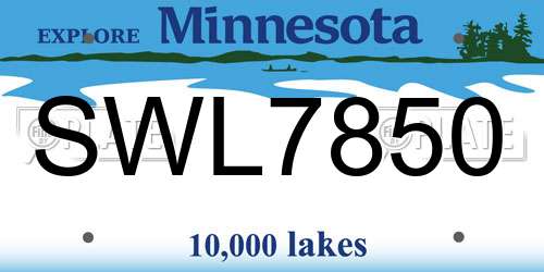 SWL7850 Minnesota License Plate